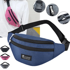 Pink Waist Bag Three Zipper Pocket Chest Handbag