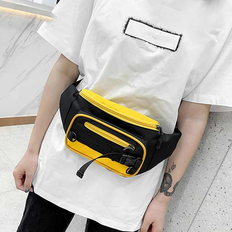 Canvas Waist Bag Women's Fanny Pack Zipper Hip Hop Shoulder Pack