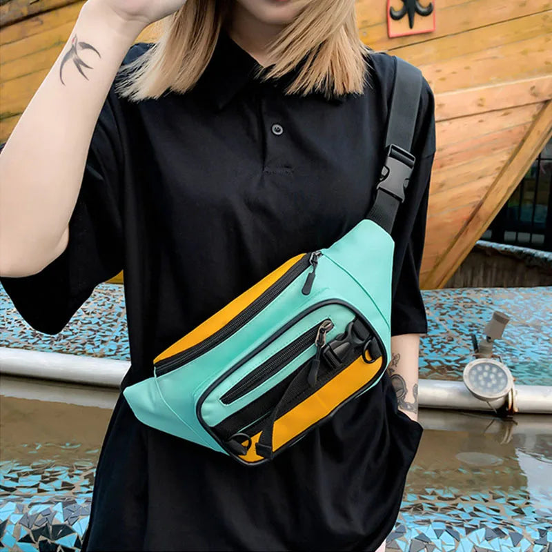 Women's Canvas Fanny Pack Zipper Hip Hop Bag Shoulder Pack