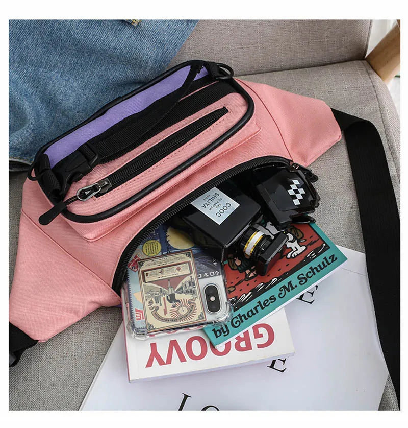 Canvas Waist Bag Women's Fanny Pack Hip Hop Messenger Bag