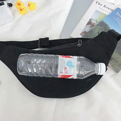 Canvas Waist Bag Women Fanny Pack with Brooch Casual Bum Bag