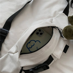 Harajuku Style Canvas Waist Belt Bag for Women