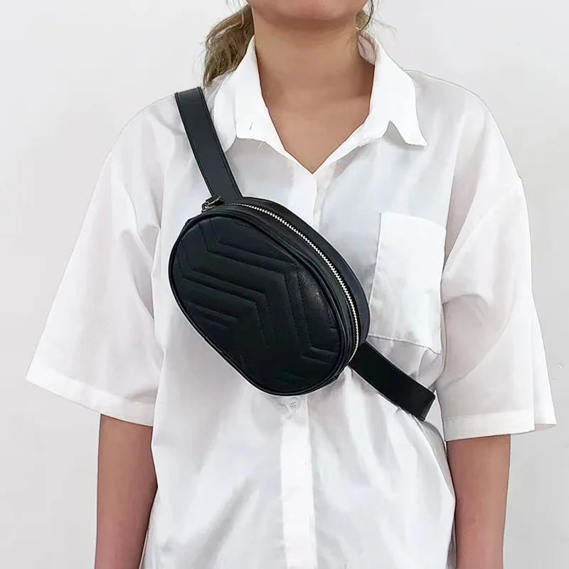 Women's Waist Pack Fanny Pack PU Leather Belt Bag Crossbody Chest Pack