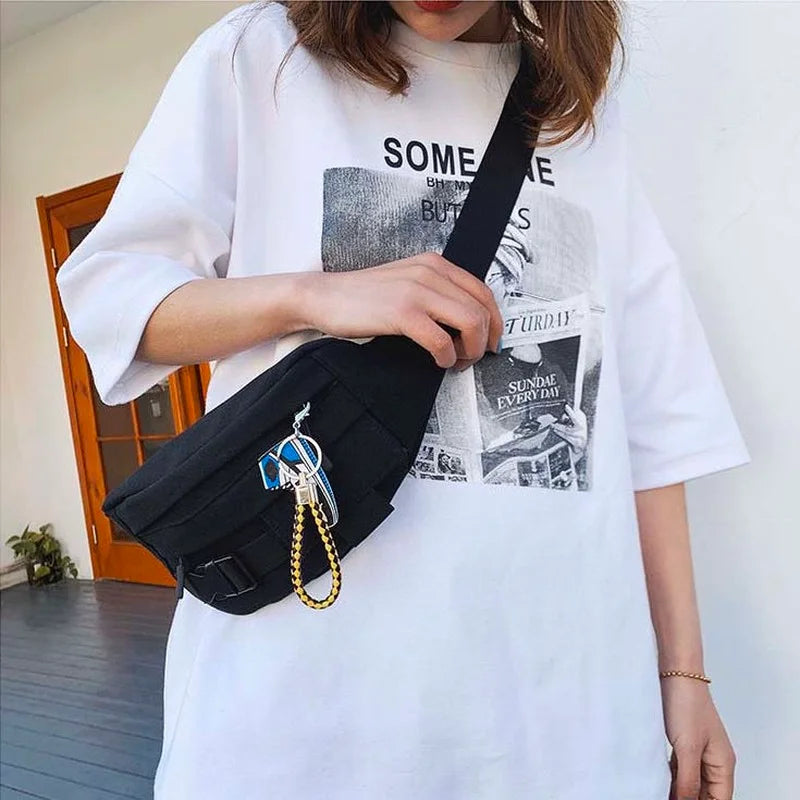 Canvas Waist Pack Crossbody Bag Harajuku Retro Leisure Fanny Pack Hip-pop