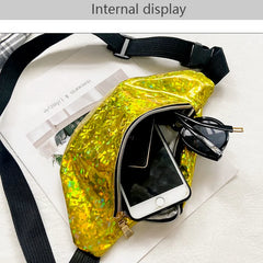 Women Waist Pack Chest Bag Fanny Pack Sequins Crossbody Purses PVC All-match