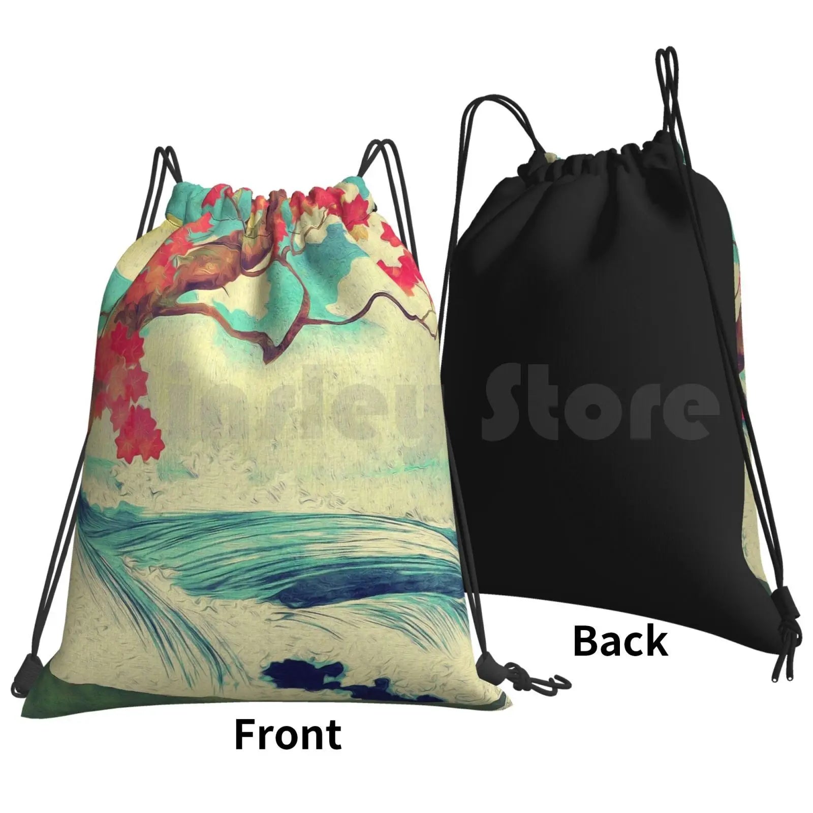 Wild Ocean Dhin Backpack Drawstring Bags Gym Bag Waterproof Red