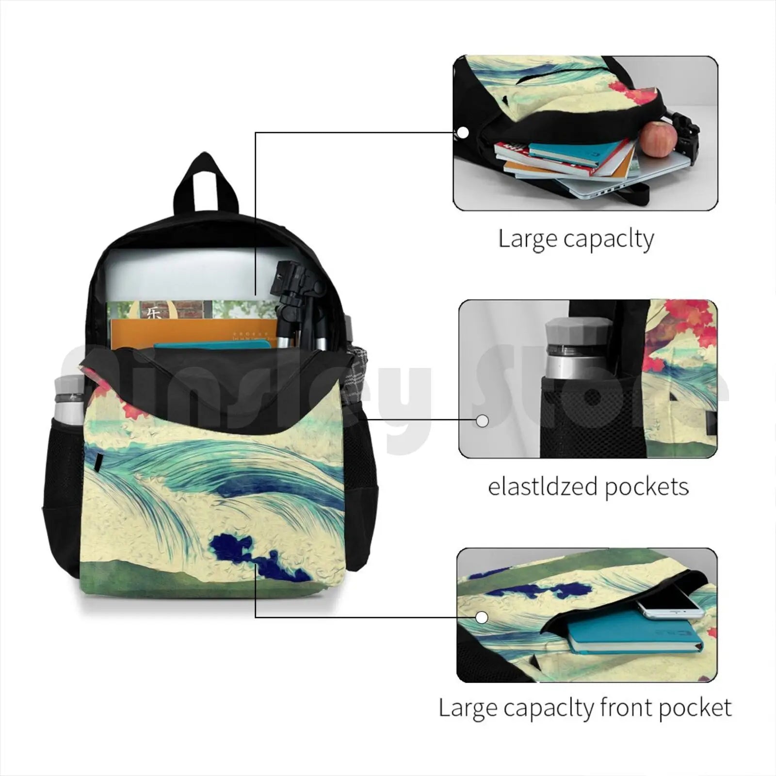 Outdoor Hiking Backpack Waterproof Camping Travel Ocean Shore