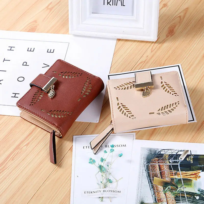 Small Leather Zipper Purse Women's Wallet Slim Dollar Money Coin Pouch