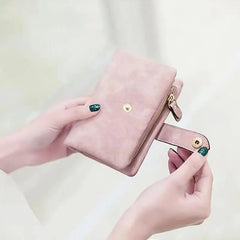 Matte Leather Wallet Short Cartera Mujer