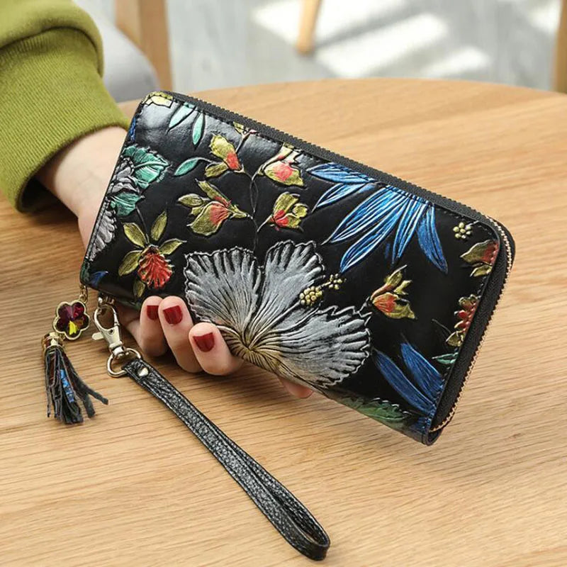Dragonfly Rose Clutch Leather Evening Bag Wallet