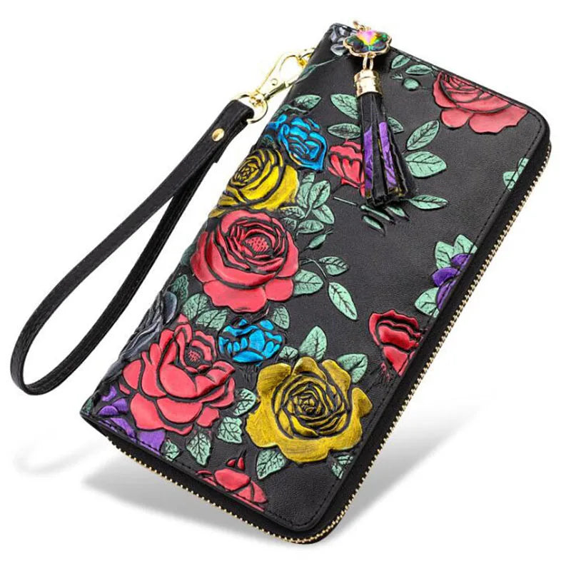 Dragonfly Rose Clutch Leather Evening Bag Wallet