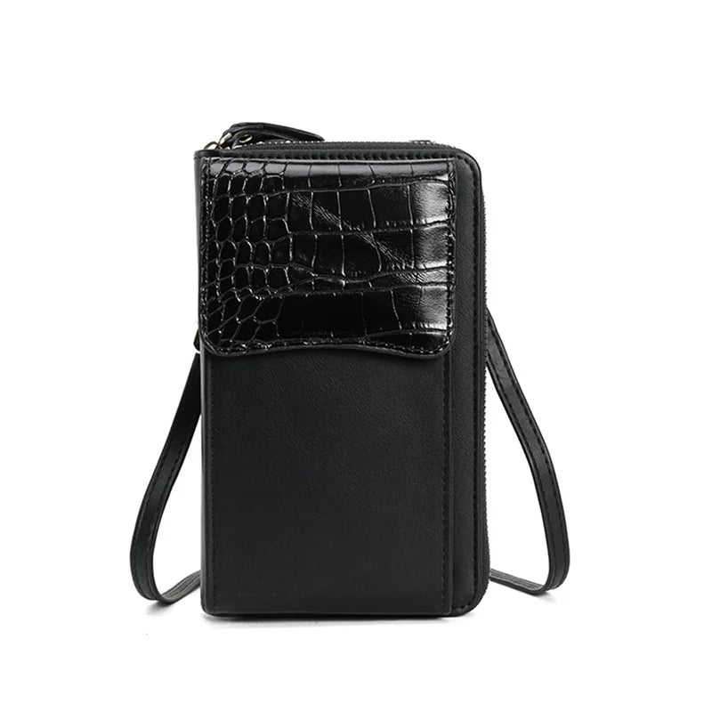 Women's PU Diagonal Wallet with Mobile Phone Bag