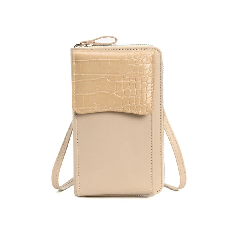 Women's PU Diagonal Wallet with Mobile Phone Bag