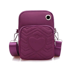 Women Heart Wallet PU Mobile Phone Clutch Shoulder Bag Ladies Purse
