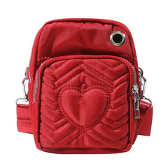 Women Heart PU Phone Clutch Shoulder Bag Ladies Purse Messenger Bags