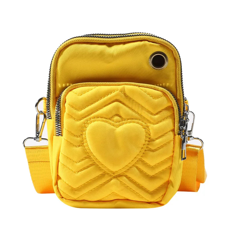 Heart PU Multifunctional Phone Clutch Ladies Purse Large Messenger Bag
