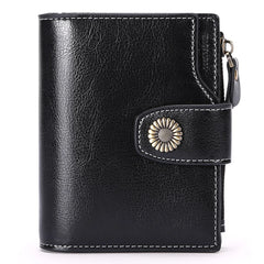 Short Leather Wallet for Women Multi-function Cowhide Wallet