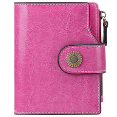 Short Leather Wallet for Women Multi-function Cowhide Wallet