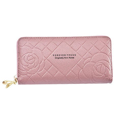 Women's Long Wallet with Wrist Strap, Double Zipper