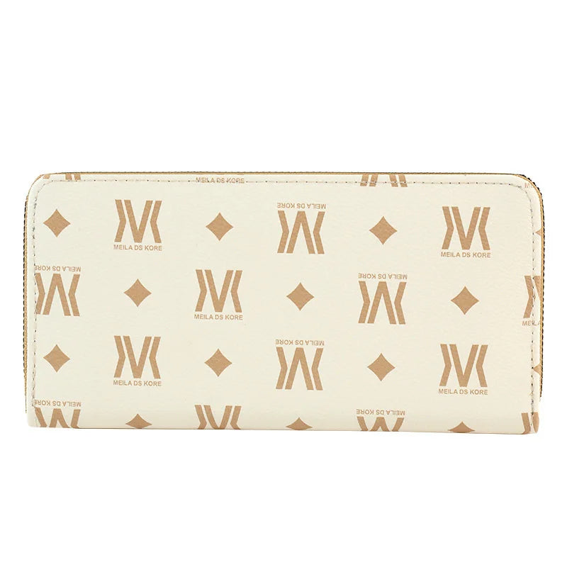 Women's Long Zipper Handbag Letter Print Wrist Band Phone Bag