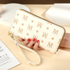 Women's Long Zipper Handbag Letter Print Wrist Band Phone Bag