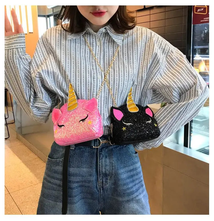 Sequined Unicorn Shoulder Bag Purse for Young Girls