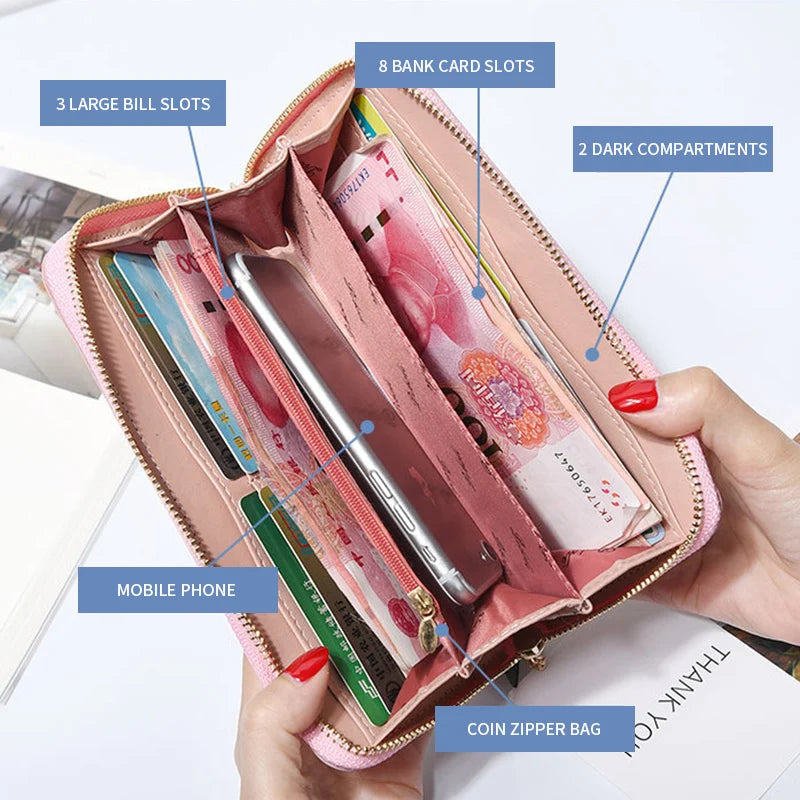 Women's Clutch Bag Large Capacity Zipper Wallet Butterfly Hollow