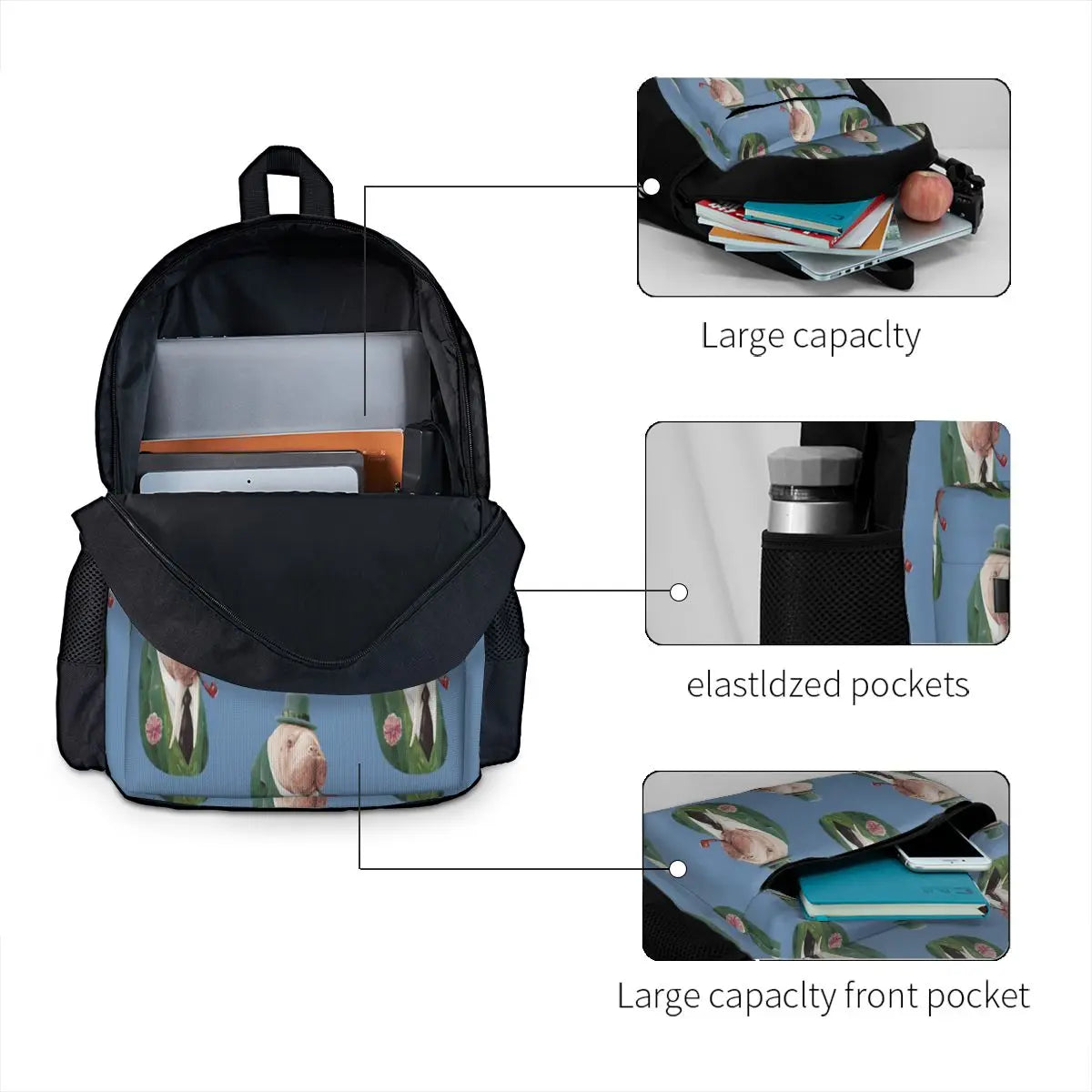 Green Backpacks Men's & Women's Zipper Close Bag