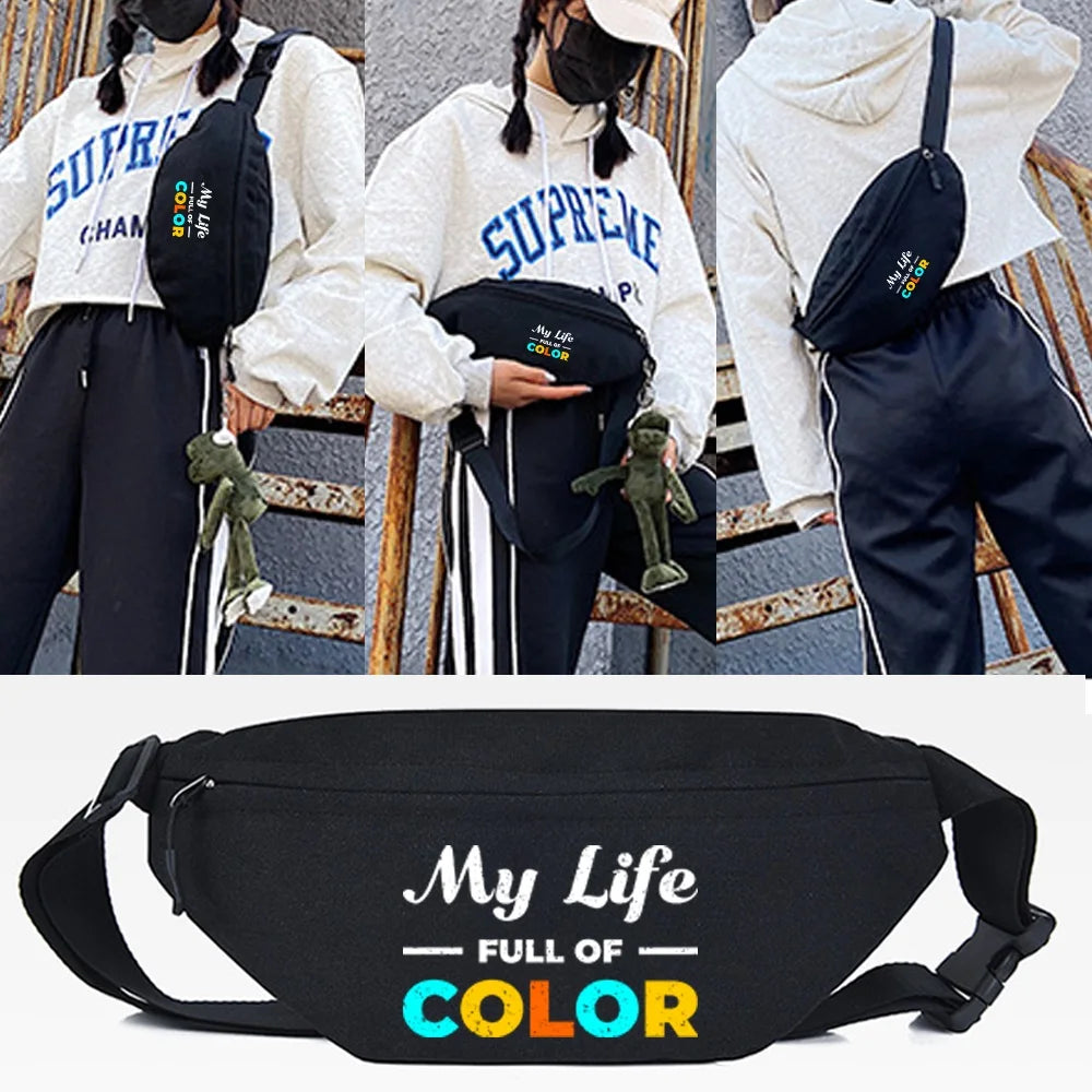 Letter Print Waist Bag Fanny Pack Harajuku Style Women Belt Bag