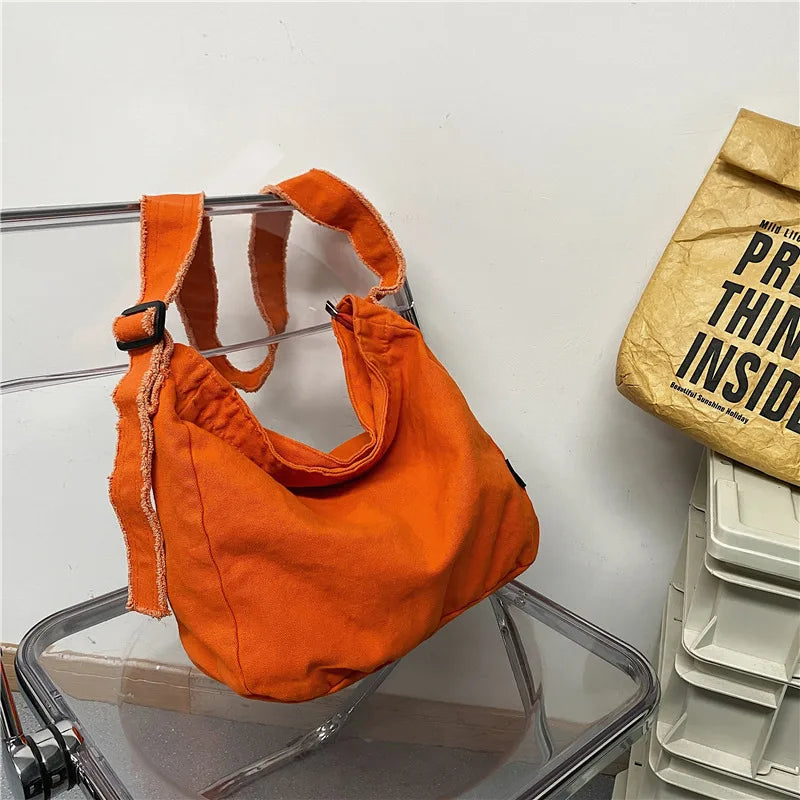 Canvas Shoulder Bag for Students, Lazy Wind Messenger Bag