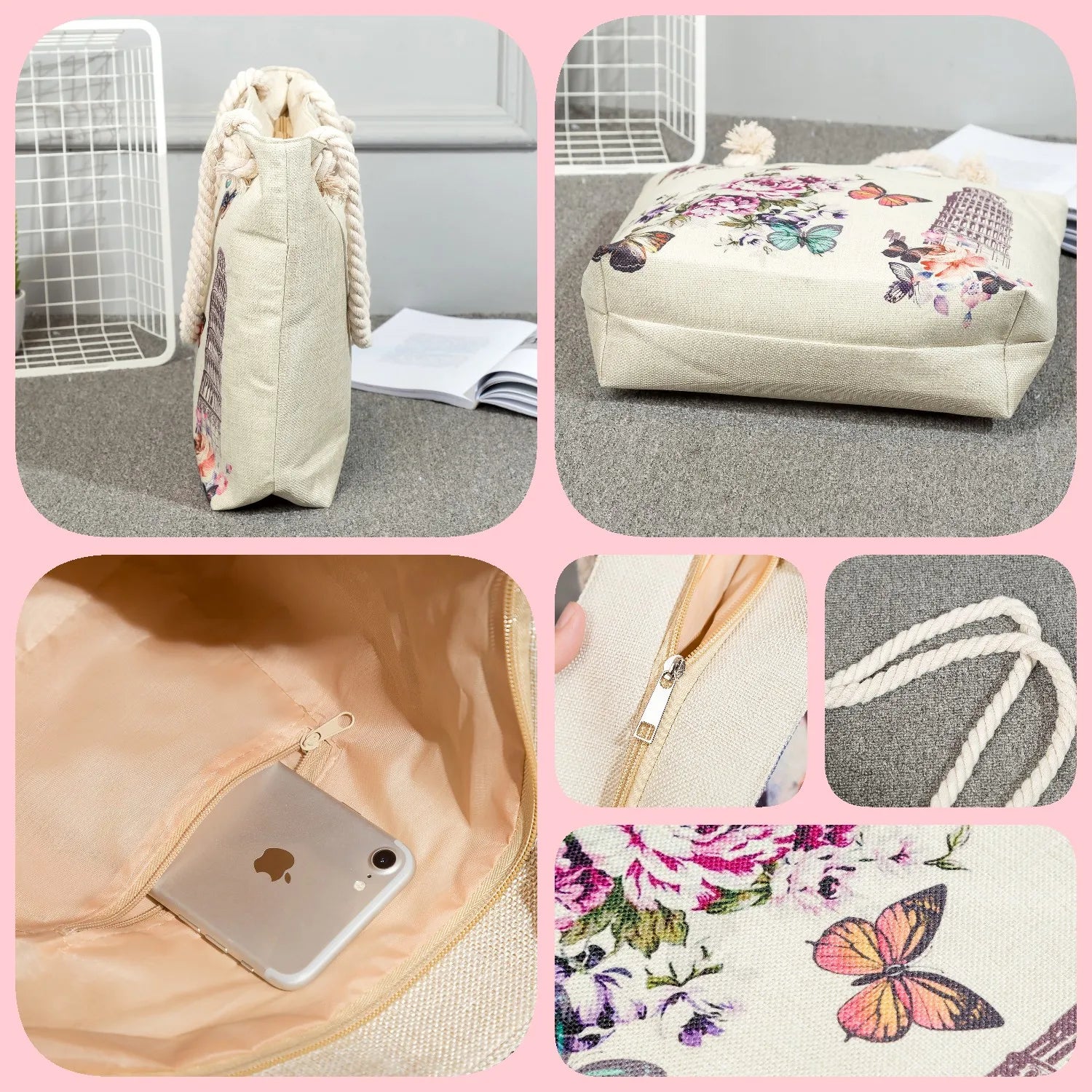 Watercolor Shoulder Strap Handbag Travel Thick Rope Bag Female High Capacity Sho