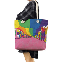 Watercolor Shoulder Strap Handbag Travel Thick Rope Bag Female High Capacity Sho