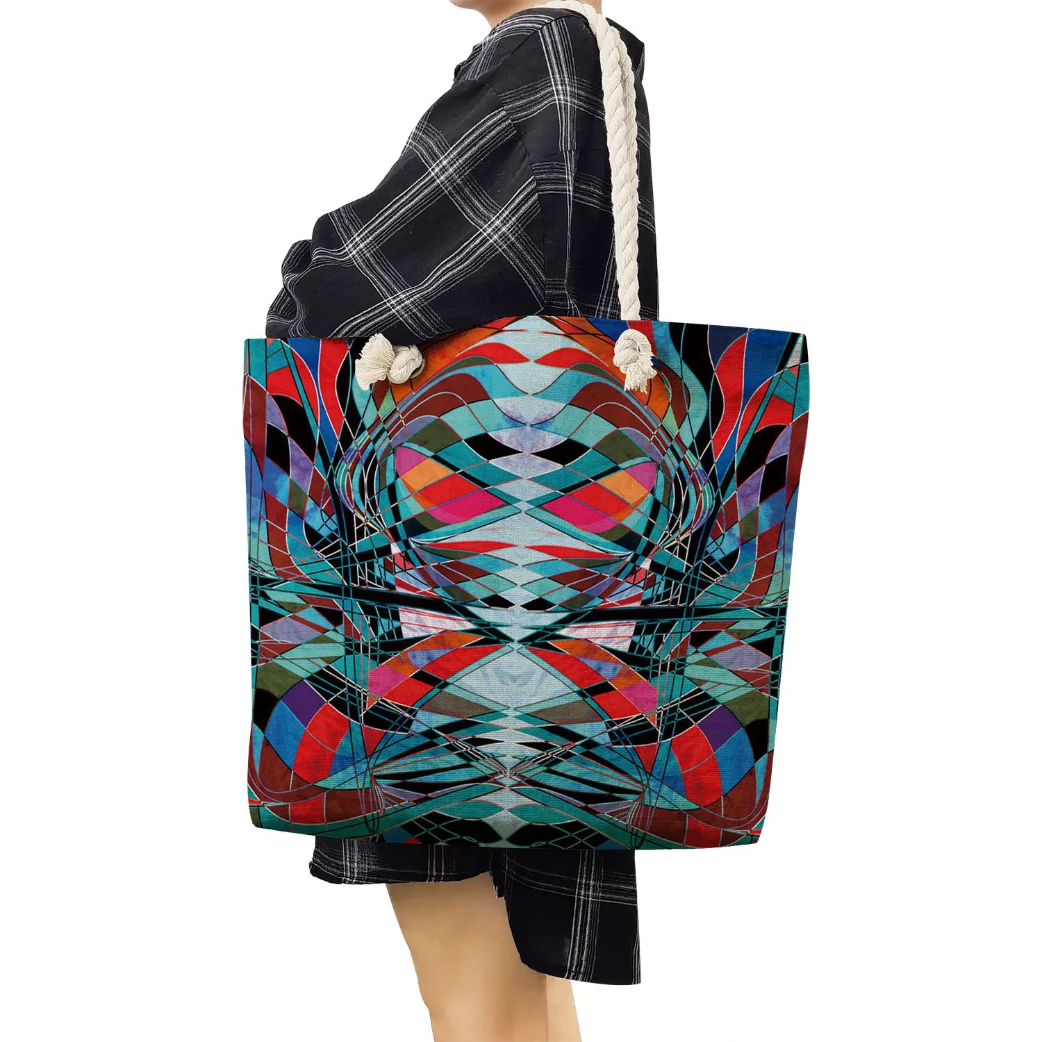 Watercolor Tote Bag Bright Colors Print Handbags For Women