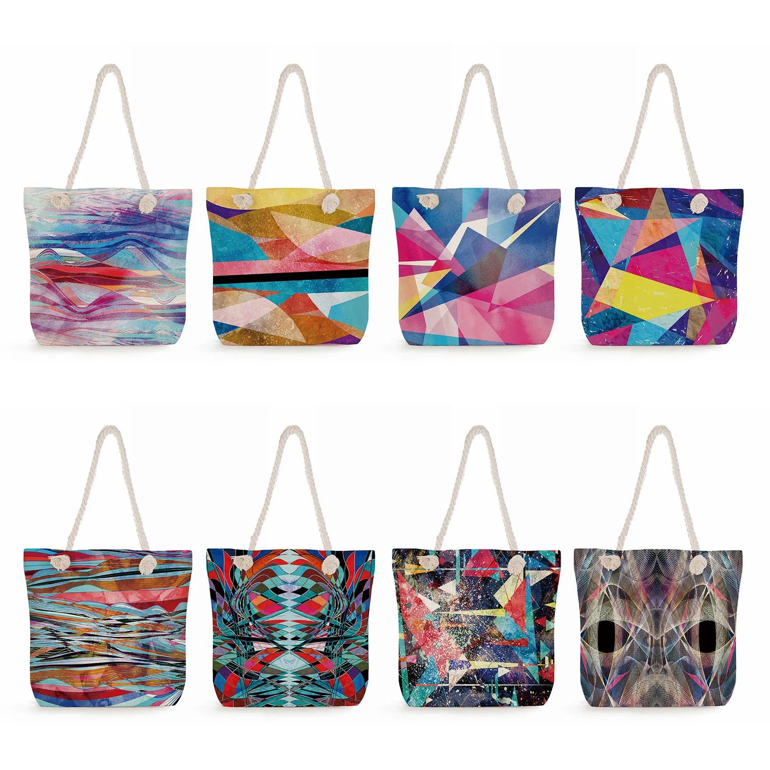Watercolor Tote Bag Bright Colors Print Handbags For Women