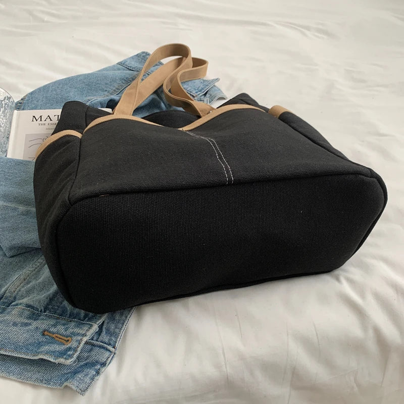 Waterproof Canvas Messenger Bag Large Capacity Student Tote Bag