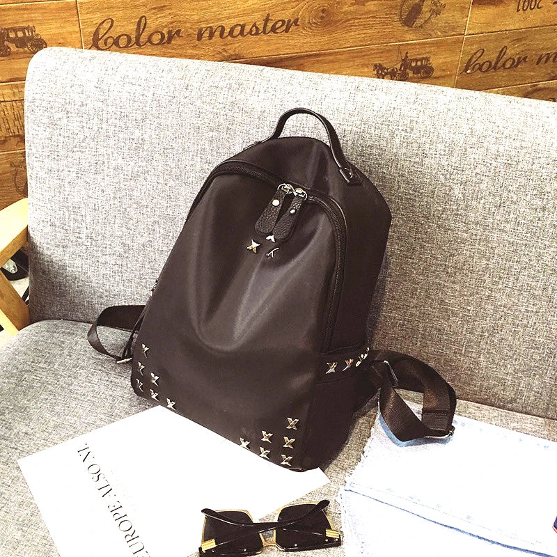 Waterproof Rivet School Backpack Women's Bag Oxford Cloth Gift