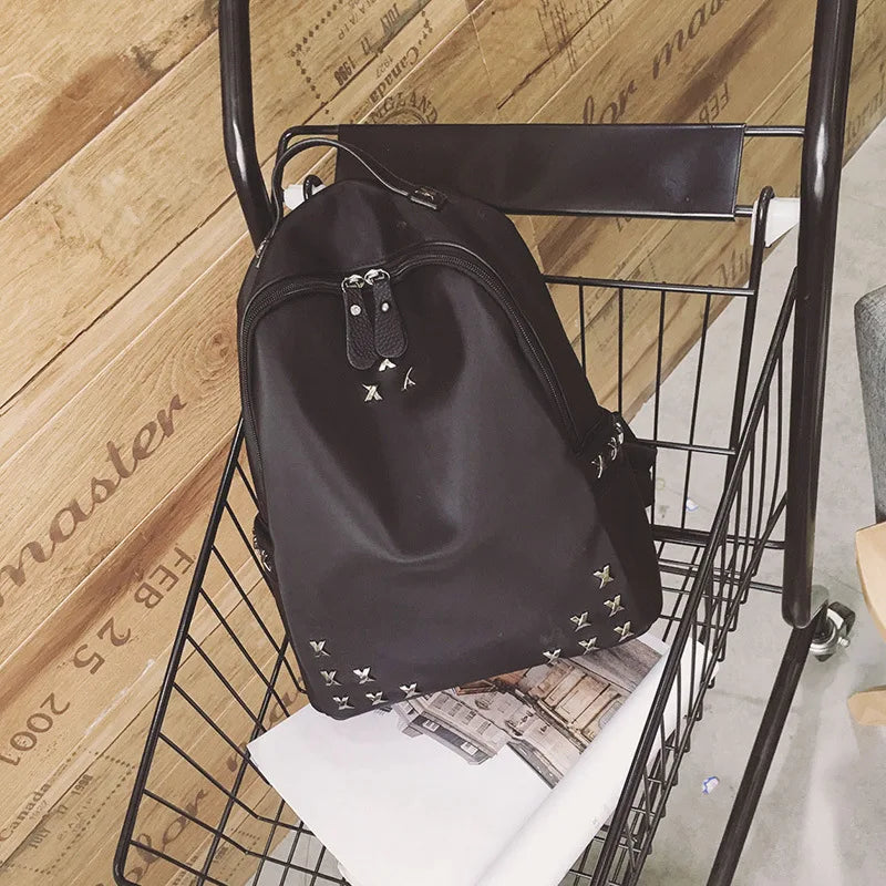 Waterproof Rivet School Backpack Women's Bag Oxford Cloth Gift