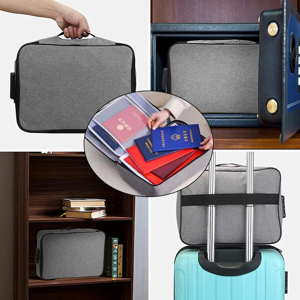 Waterproof Document Storage File Lockbox Folder Passport Holder Organizer
