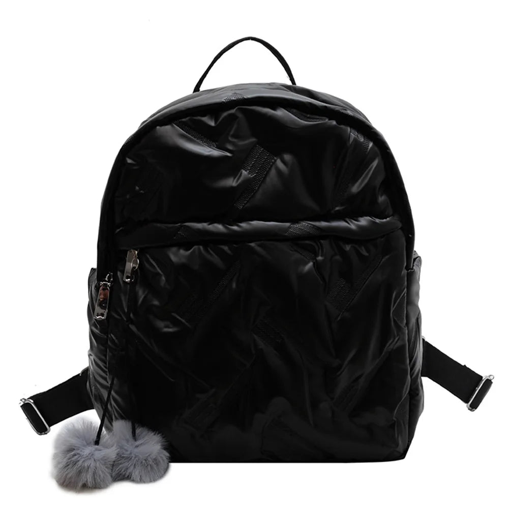 Waterproof Down Cotton School Bags Solid Women Student School Backpack