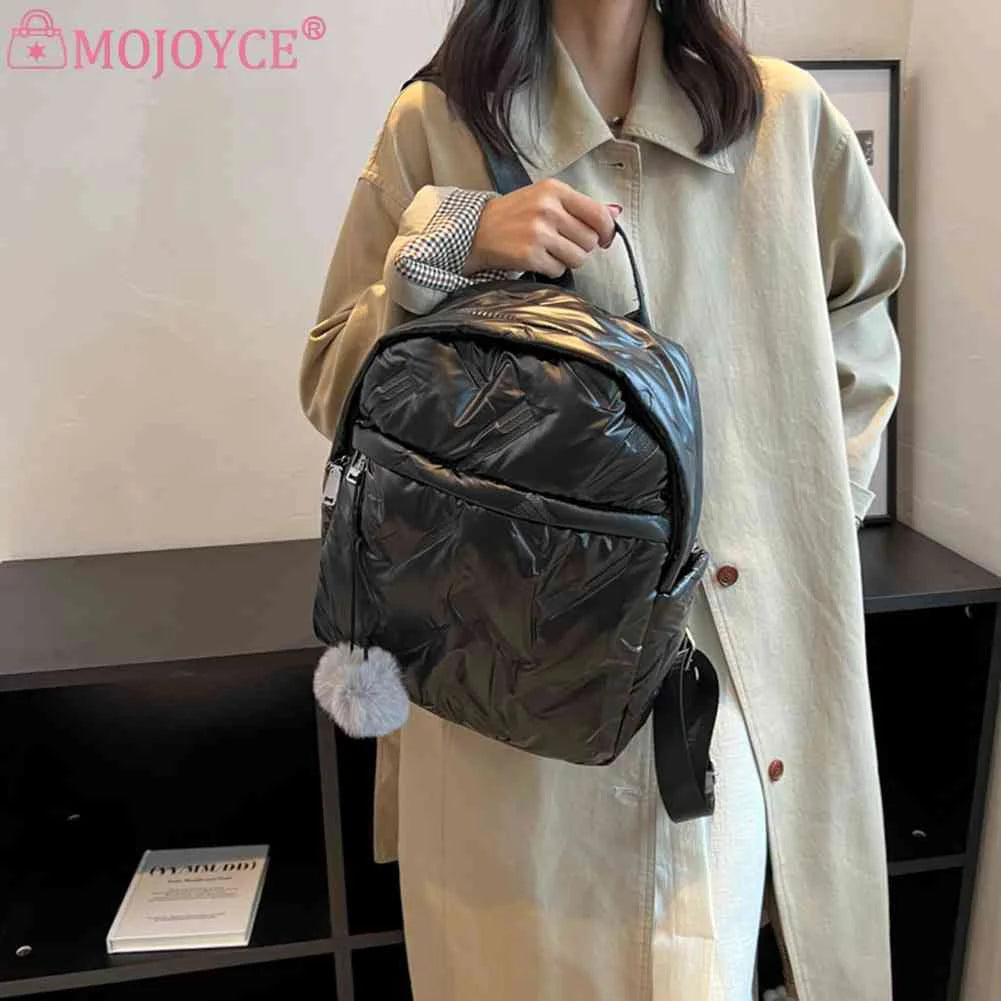 Waterproof Down Cotton School Bags Solid Women Student School Backpack