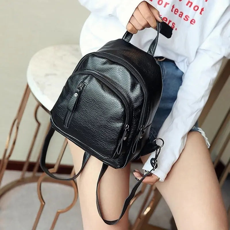 Waterproof Leather Women Mini Backpack Anti-Theft Famous Ladies Large Capacity