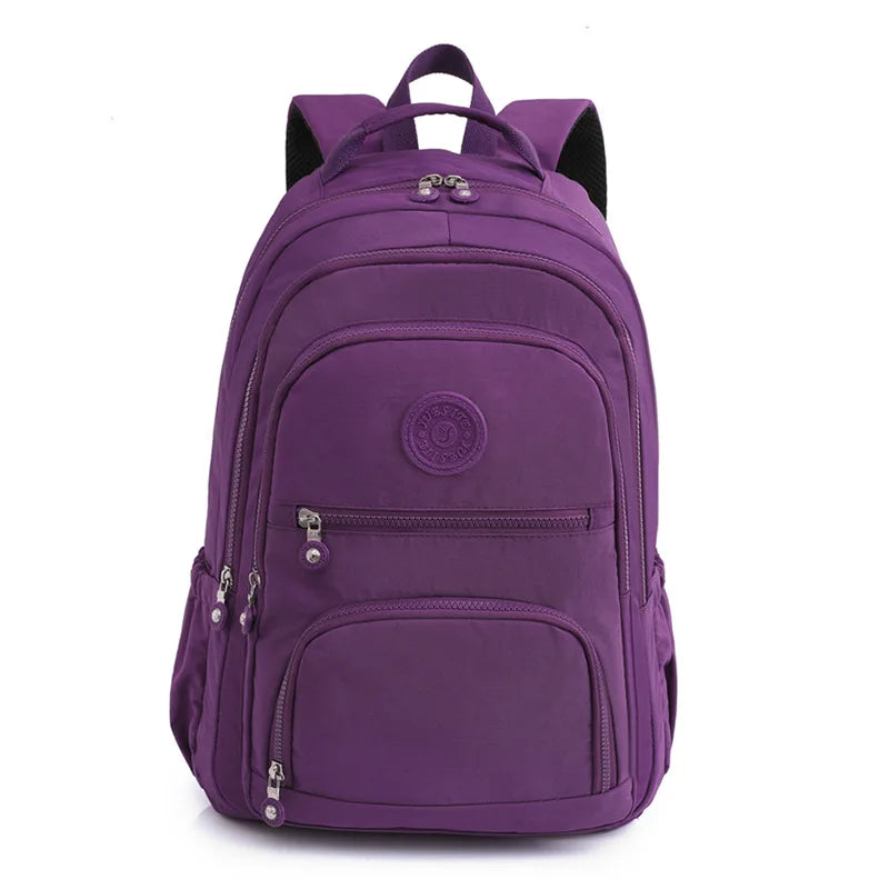 Waterproof Nylon Backpack for Women Travel Bag Large Capacity Rucksack