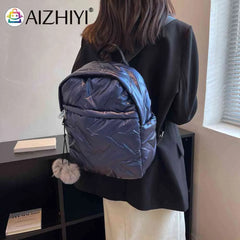 Waterproof Student School Backpack Winter Casual Quilted Cotton Bag
