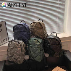 Waterproof Student School Backpack Winter Casual Quilted Cotton Bag