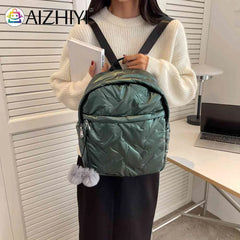 Waterproof Student School Backpack Winter Casual Quilted Cotton Bag