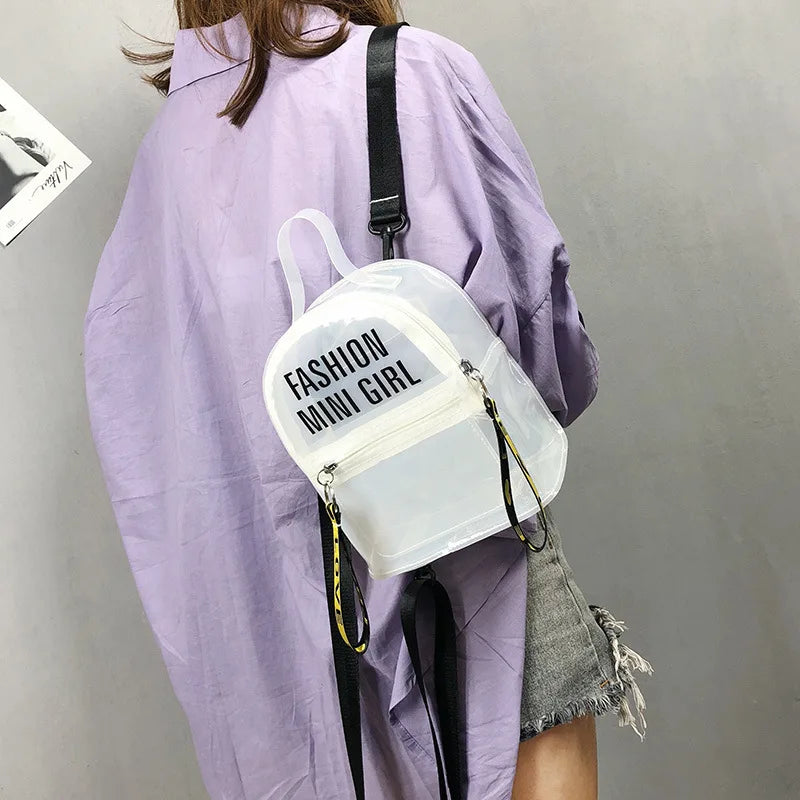 Waterproof Transparent Backpack Girls Bags Pvc Lightweight Kids Backpack Female