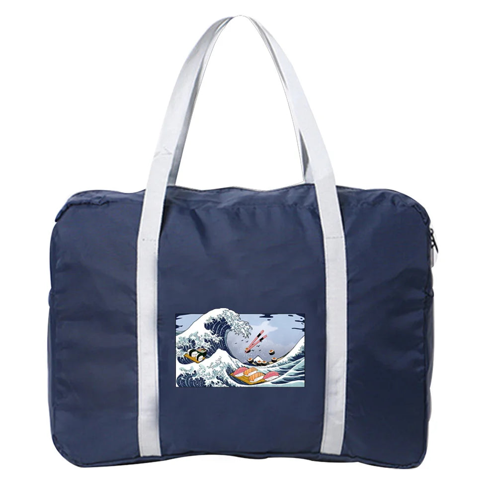 Wave Series Printing Travel Bags Nylon Unisex Foldable Water Proof