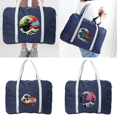 Wave Series Printing Travel Bags Nylon Unisex Foldable Water Proof