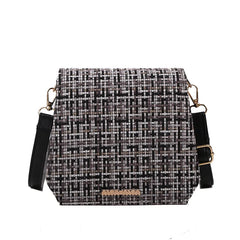 Weave PU Leather Small Square Bag For Women Summer Solid Shoulder Handbags