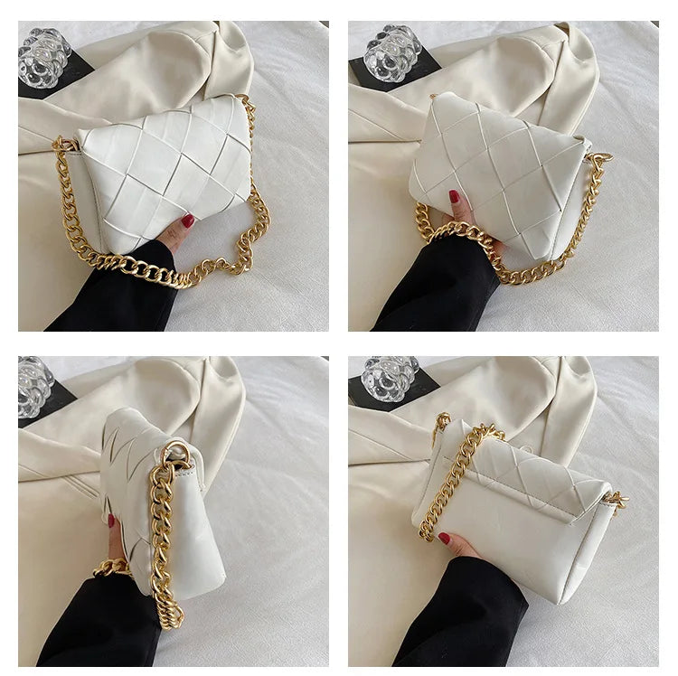 Women Clutches Thick chain Shoulder bags PU Leather Crossbody Bags